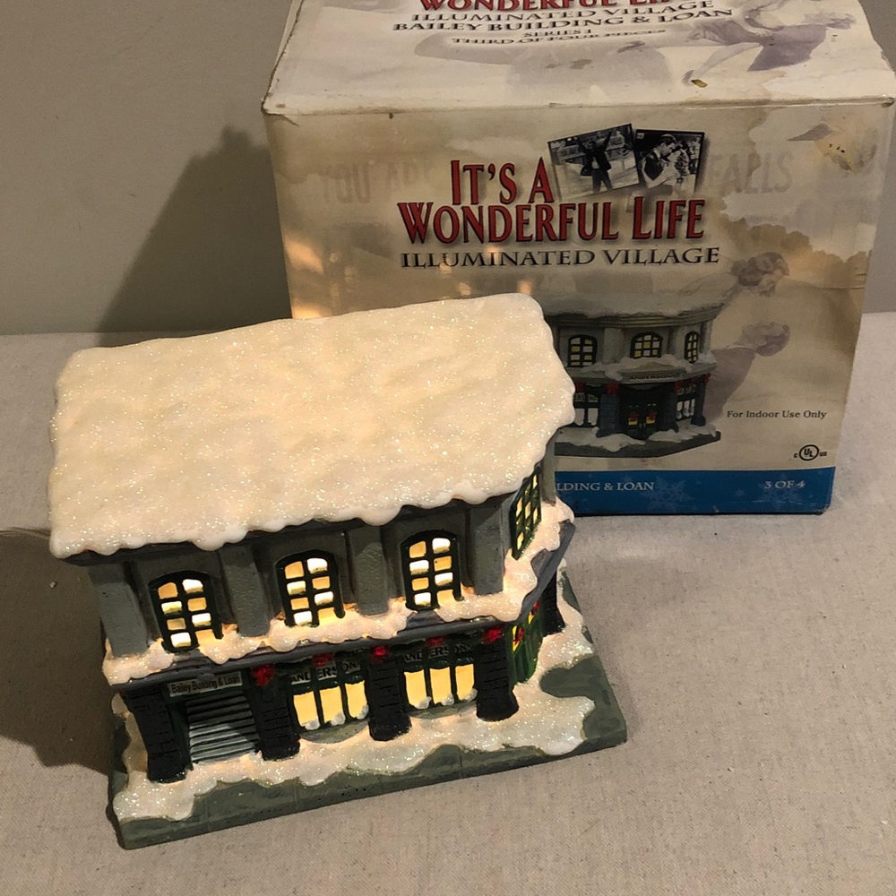 IT'S A WONDERFUL LIFE, BAILEY BUILDING & LOAN, ILLUMINATED VILLAGE Pls Read